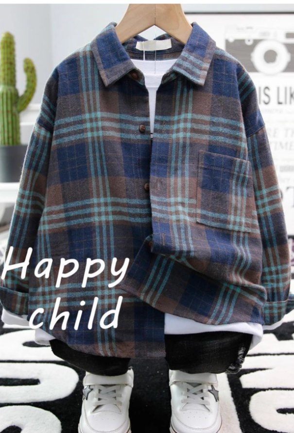 男童衬衫长袖春装2025新款洋气韩版中大童儿童春秋男孩衬衣上衣潮